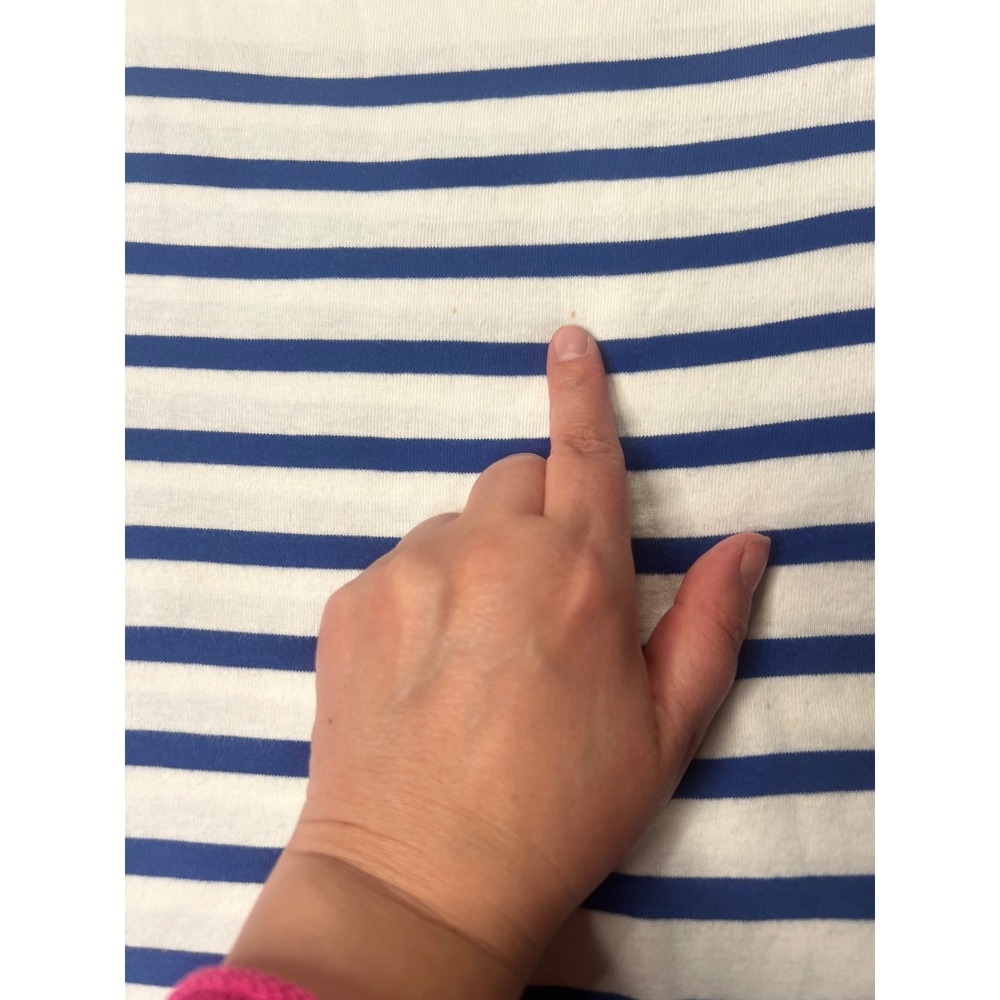 Lauren Ralph Lauren Striped Boatneck Top nautical White Anchor Button Cotton L - Picture 2 of 6